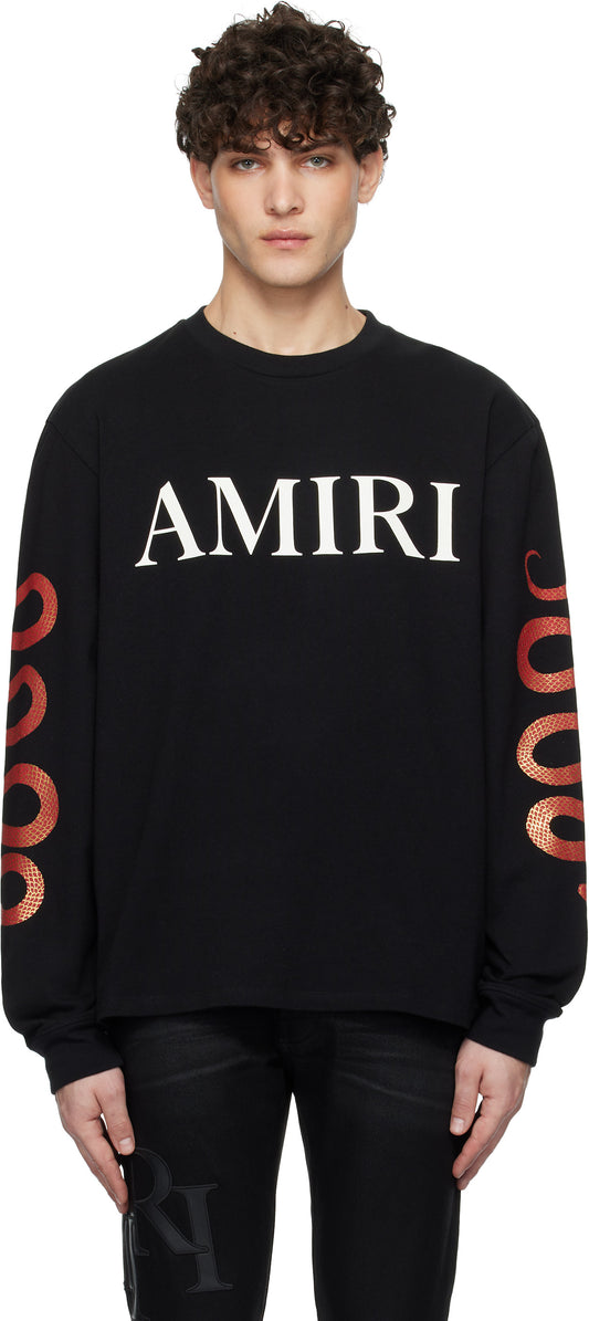 Amiri Black Snake Long Sleeve T-Shirt