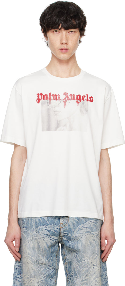 Palm Angels White Portrait Pencil T-shirt